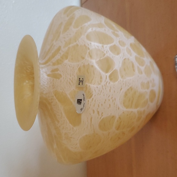 Vintage Maestri Vetrai Yellow Speckled Art Glass Large Vase - Picture 2 of 8